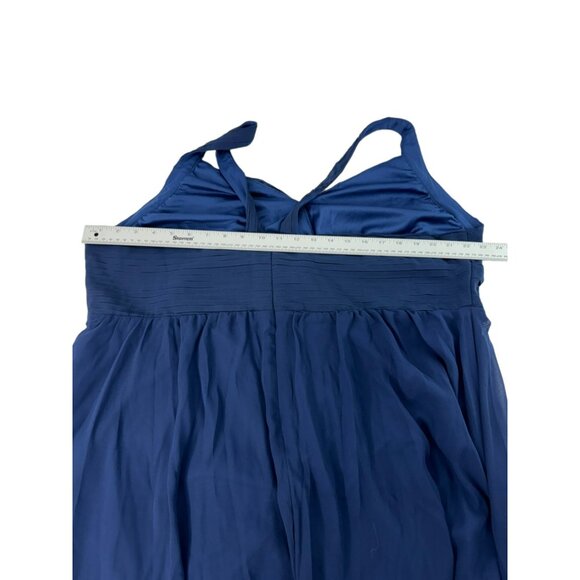 Roiii Women's Sz XL Elegant Navy Blue Chiffon Maxi Dress Cross-Back Straps - Picture 10 of 15